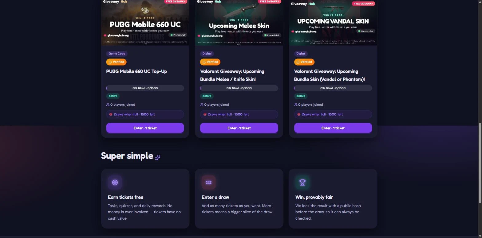 The three-step loop the whole product is built around: earn, enter, verify.